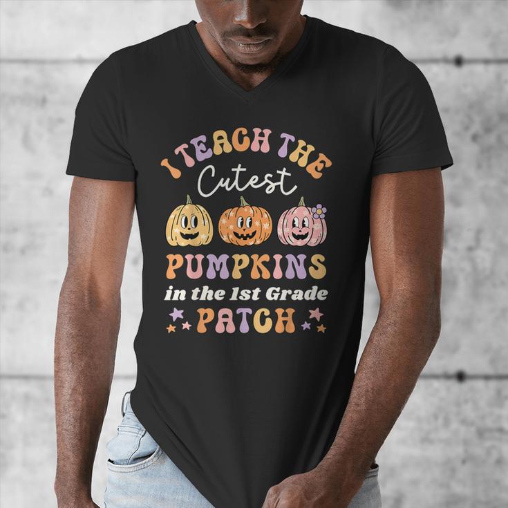 I Teach The Cutest Pumpkins In The Patch 1st Grade Teacher For Men Women Kids Men's V-Neck T-Shirt, funny design I Teach The Cutest Pumpkins In The Patch 1st Grade Teacher For Men Women Kids Men's V-Neck T-Shirt, funny design