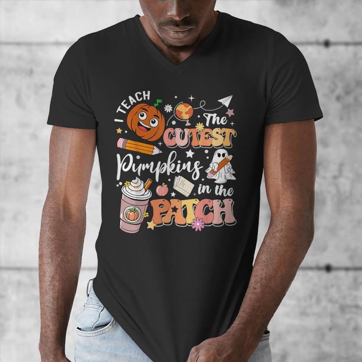 I Teach The Cutest Pumpkins In The Patch Halloween Teacher Men's V-Neck T-Shirt, funny design I Teach The Cutest Pumpkins In The Patch Halloween Teacher Men's V-Neck T-Shirt, funny design