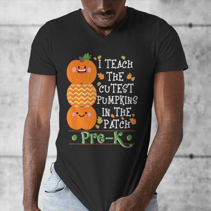 I Teach The Cutest Pumpkins In Patch Pre-K Halloween Teacher Men's V-Neck T-Shirt, funny design
