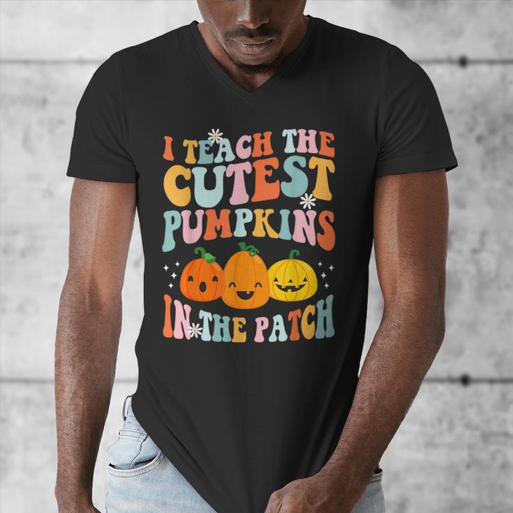 I Teach The Cutest Pumpkins In The Patch Teacher Men's V-Neck T-Shirt, funny design I Teach The Cutest Pumpkins In The Patch Teacher Men's V-Neck T-Shirt, funny design