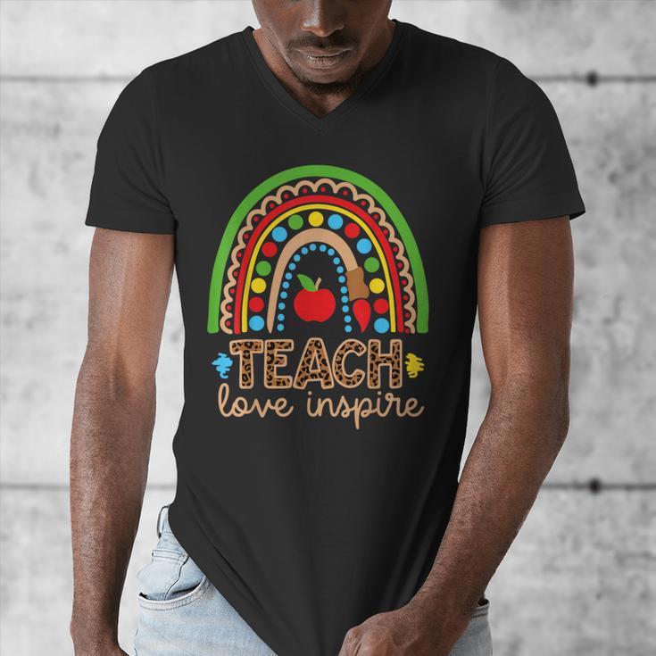 Teach Love Inspire Rainbow Leopard Cheetah Print Teacher Men's V-Neck T-Shirt, funny design Teach Love Inspire Rainbow Leopard Cheetah Print Teacher Men's V-Neck T-Shirt, funny design