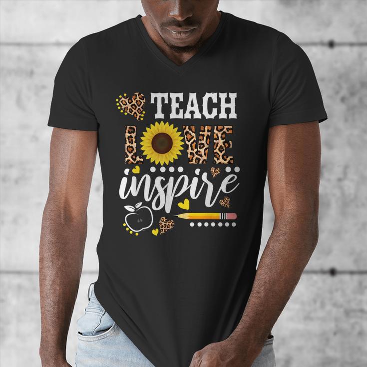 TEACH LOVE INSPIRE Teacher Sunflower Appreciation Men's V-Neck T-Shirt, funny design TEACH LOVE INSPIRE Teacher Sunflower Appreciation Men's V-Neck T-Shirt, funny design