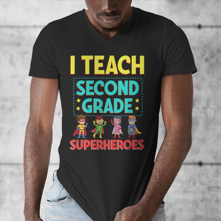 I Teach Second Grade Superheroes Teacher Superhero Men's V-Neck T-Shirt, funny design I Teach Second Grade Superheroes Teacher Superhero Men's V-Neck T-Shirt, funny design