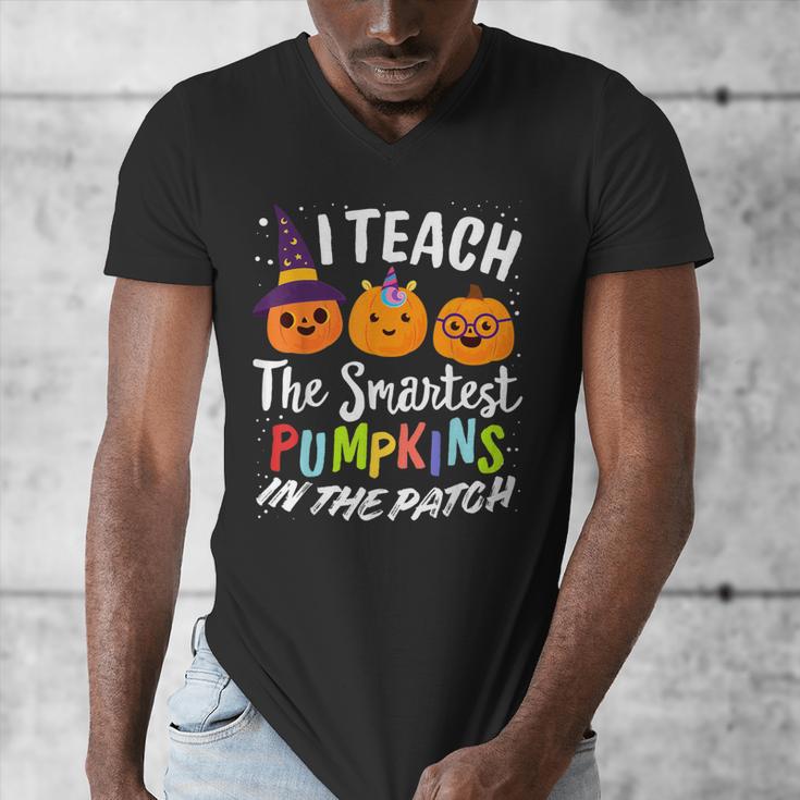 I Teach The Smartest Pumpkins The Patch Teacher Fall Season For Men Women Kids Men's V-Neck T-Shirt, funny design