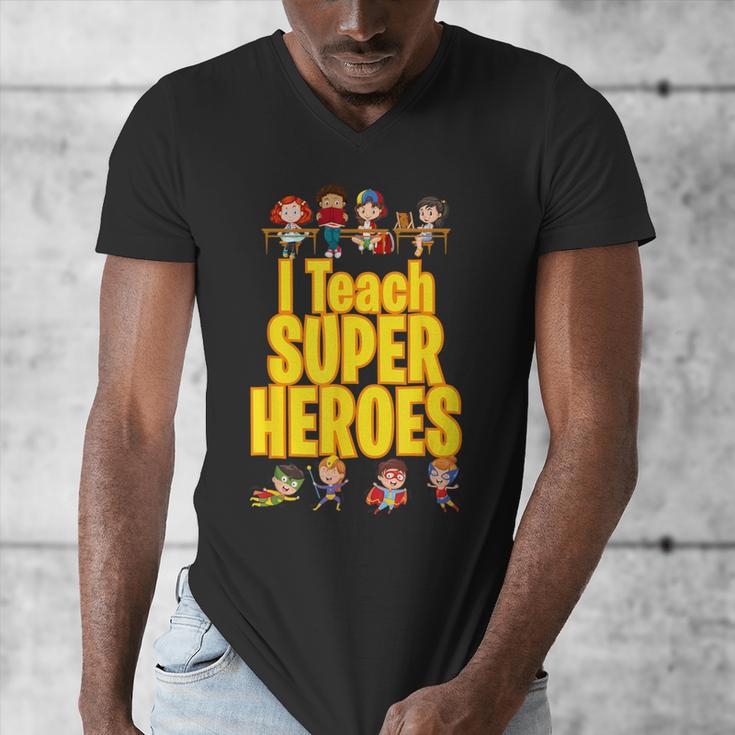 I Teach Super Heroes Comic Book Hero Teacher School Men's V-Neck T-Shirt, Super Teacher Gifts, funny design