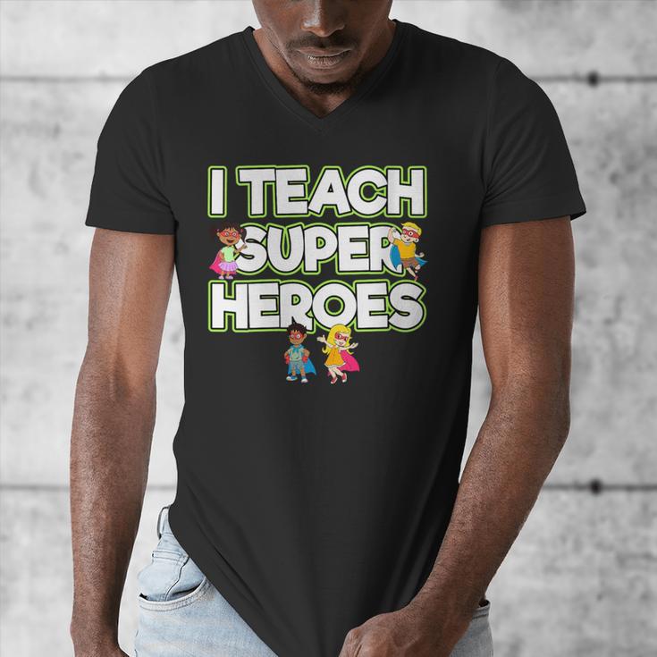 I Teach Superheroes School Teacher Professor Men's V-Neck T-Shirt, funny design I Teach Superheroes School Teacher Professor Men's V-Neck T-Shirt, funny design