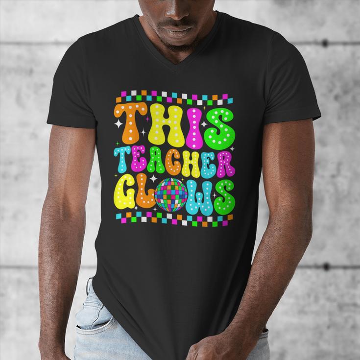 This Teacher 80s 90s Teachers's Day Glows Last Day Of School Men's V-Neck T-Shirt, 90s Teacher Gifts, funny design This Teacher 80s 90s Teachers's Day Glows Last Day Of School Men's V-Neck T-Shirt, 90s Teacher Gifts, funny design