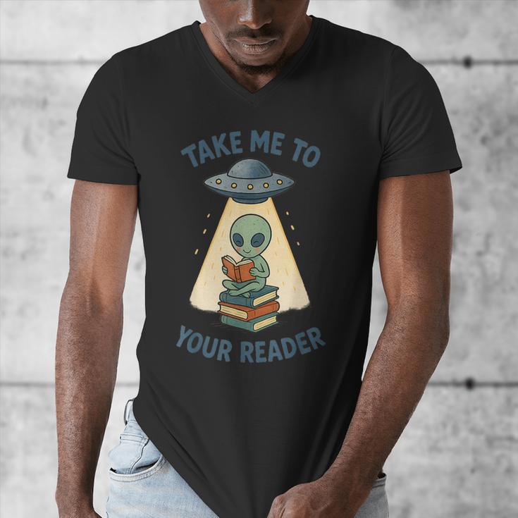 Teacher Alien Books UFO Reading Take Me To Your Reader Men's V-Neck T-Shirt, funny design Teacher Alien Books UFO Reading Take Me To Your Reader Men's V-Neck T-Shirt, funny design