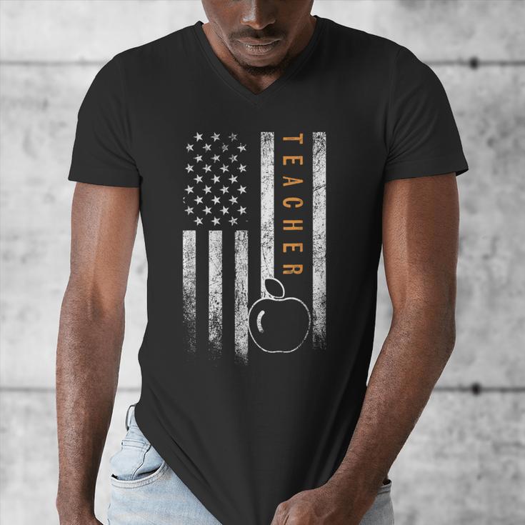 Teacher American Flag Teacher's Day Teaching Men's V-Neck T-Shirt, funny design