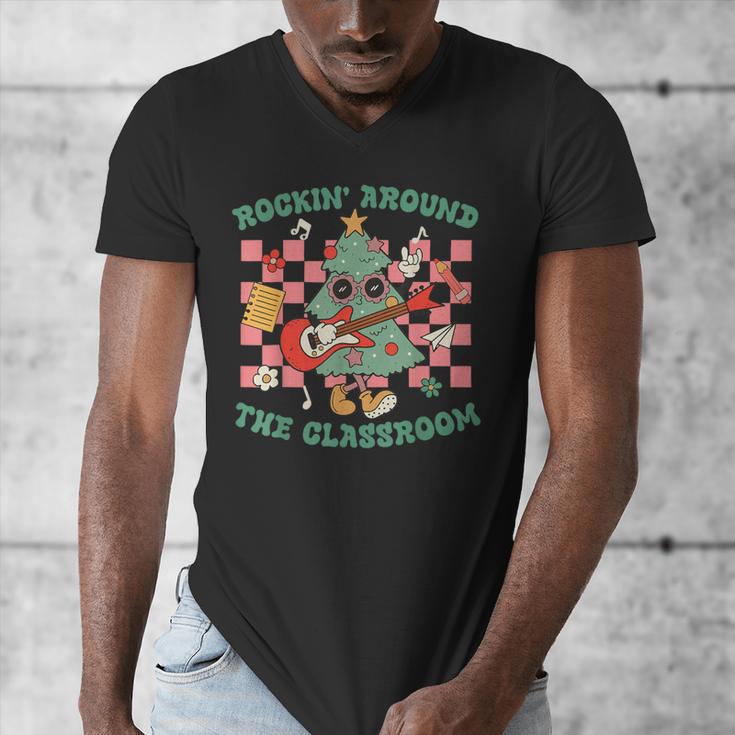 Teacher Christmas Rockin' Around The Classroom Men Women Kids Men's V-Neck T-Shirt, funny design Teacher Christmas Rockin' Around The Classroom Men Women Kids Men's V-Neck T-Shirt, funny design