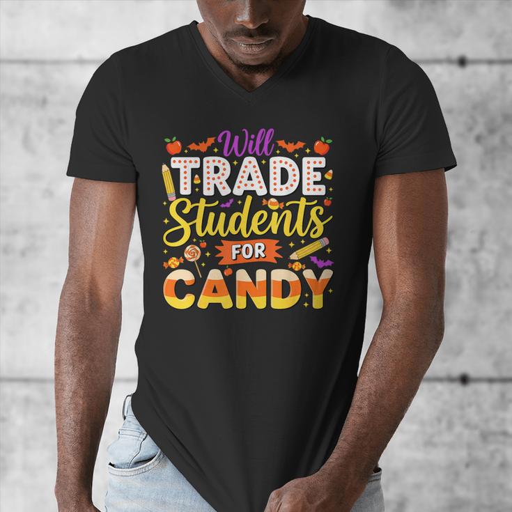 Teacher Cute Will Trade Students For Candy Halloween Costume Men's V-Neck T-Shirt, funny design