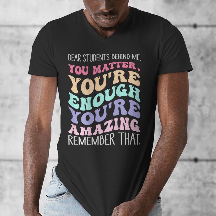 Teacher Dear Students Behind Me 1st Day Of School On Back Men's V-Neck T-Shirt, funny design Teacher Dear Students Behind Me 1st Day Of School On Back Men's V-Neck T-Shirt, funny design