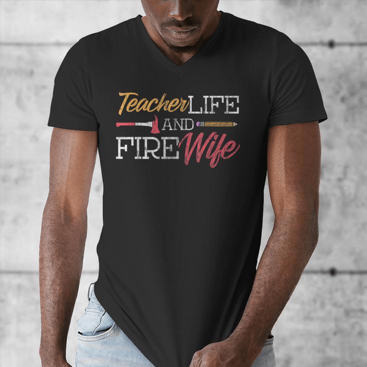 Teacher And Firefighter Wife Shirt Teacher Life Fire Wife Men's V-Neck T-Shirt, funny design Teacher And Firefighter Wife Shirt Teacher Life Fire Wife Men's V-Neck T-Shirt, funny design