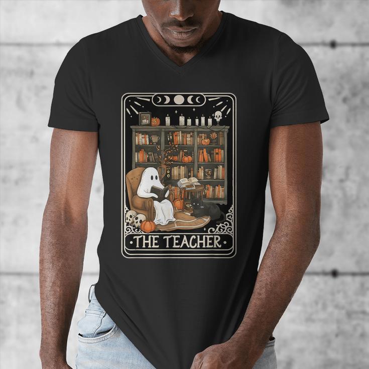 The Teacher Ghost Book Reading Books Lover Halloween Men's V-Neck T-Shirt, funny design