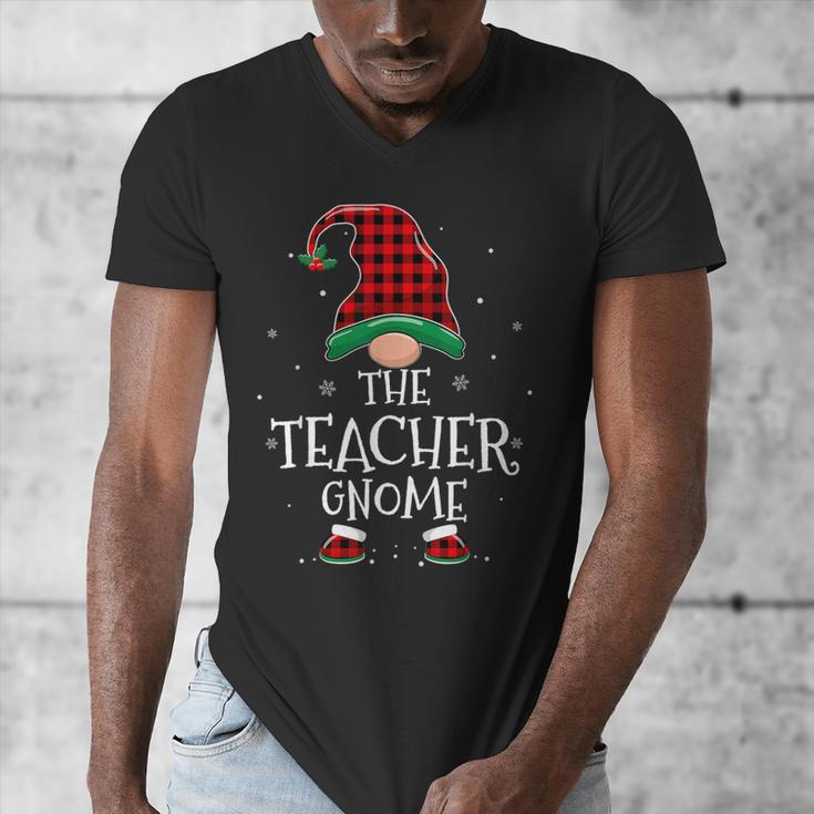 Teacher Gnome Xmas Family Matching Plaid Christmas Gnomes Men's V-Neck T-Shirt, funny design Teacher Gnome Xmas Family Matching Plaid Christmas Gnomes Men's V-Neck T-Shirt, funny design