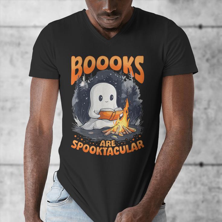 Teacher Halloween Ghost Reading Book Animal Boooks Are Men's V-Neck T-Shirt, funny design