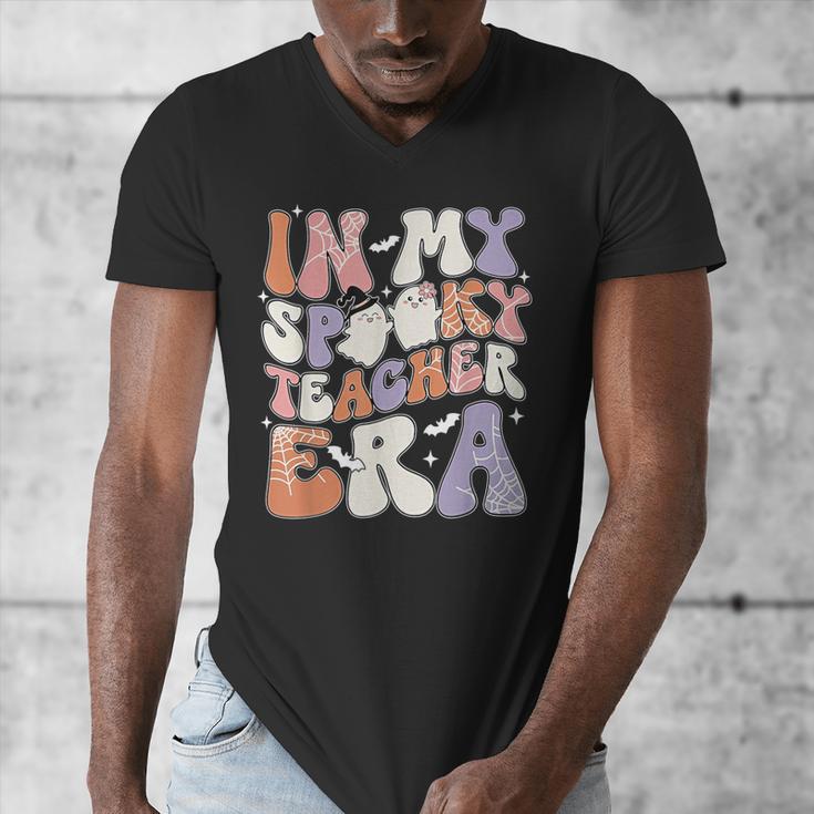 Teacher Halloween In My Spooky Teacher Era Retro Groovy Men's V-Neck T-Shirt, Groovy Teacher Gifts, funny design Teacher Halloween In My Spooky Teacher Era Retro Groovy Men's V-Neck T-Shirt, Groovy Teacher Gifts, funny design