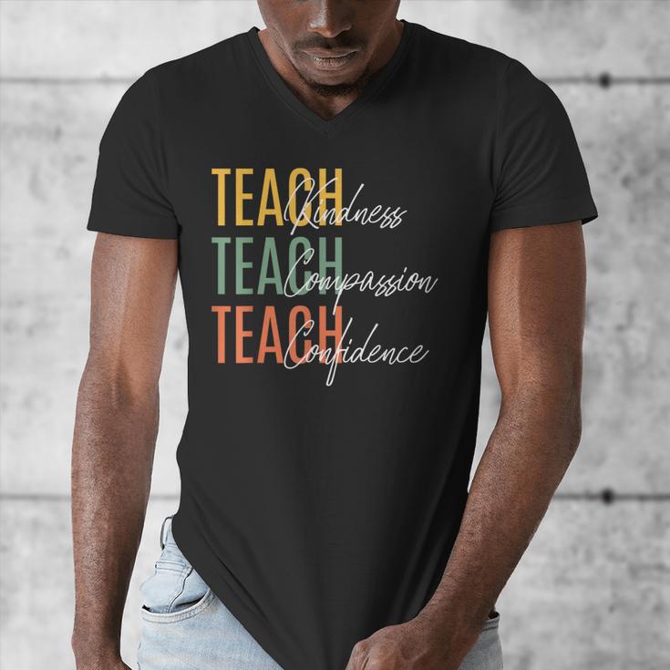 Teacher Kindness Compassion Confidence Teaching Men's V-Neck T-Shirt, funny design Teacher Kindness Compassion Confidence Teaching Men's V-Neck T-Shirt, funny design