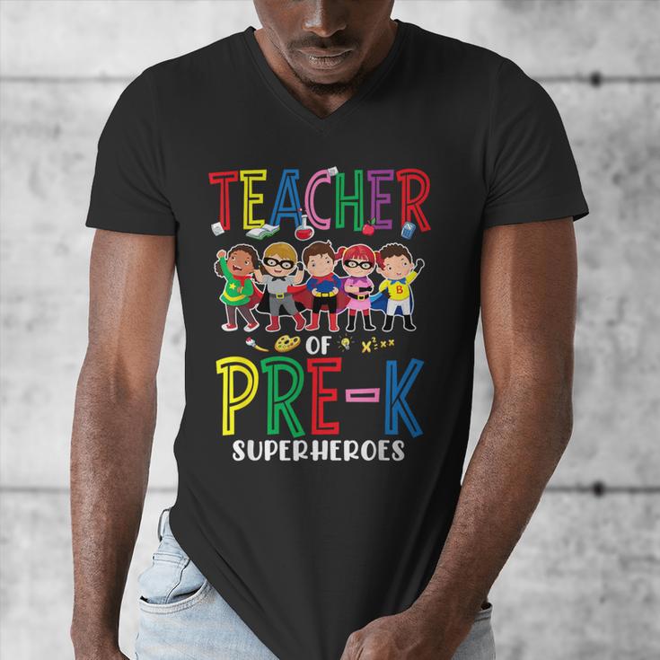 Teacher Of Pre K Superheroes Teacher New School Year Men Women Men's V-Neck T-Shirt, funny design Teacher Of Pre K Superheroes Teacher New School Year Men Women Men's V-Neck T-Shirt, funny design
