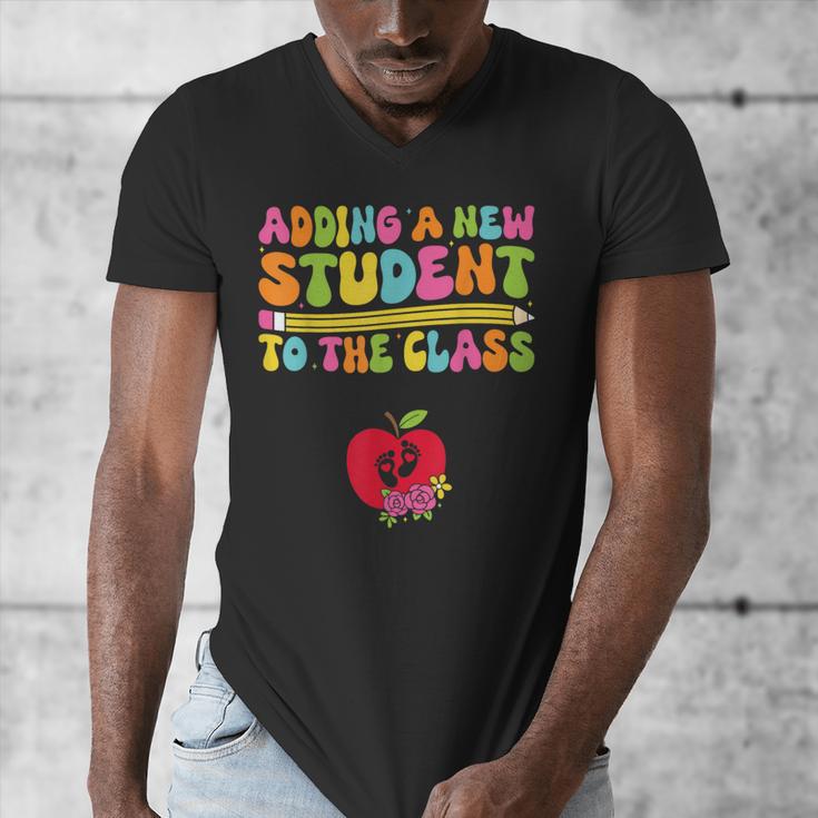 Teacher Pregnancy Announcement Clothing Expecting Teacher X-Small Men's V-Neck T-Shirt, funny design