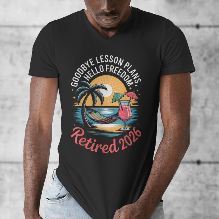 Teacher Retirement Shirts 2026 Goodbye Lesson Hello Freedom Men's V-Neck T-Shirt, funny design