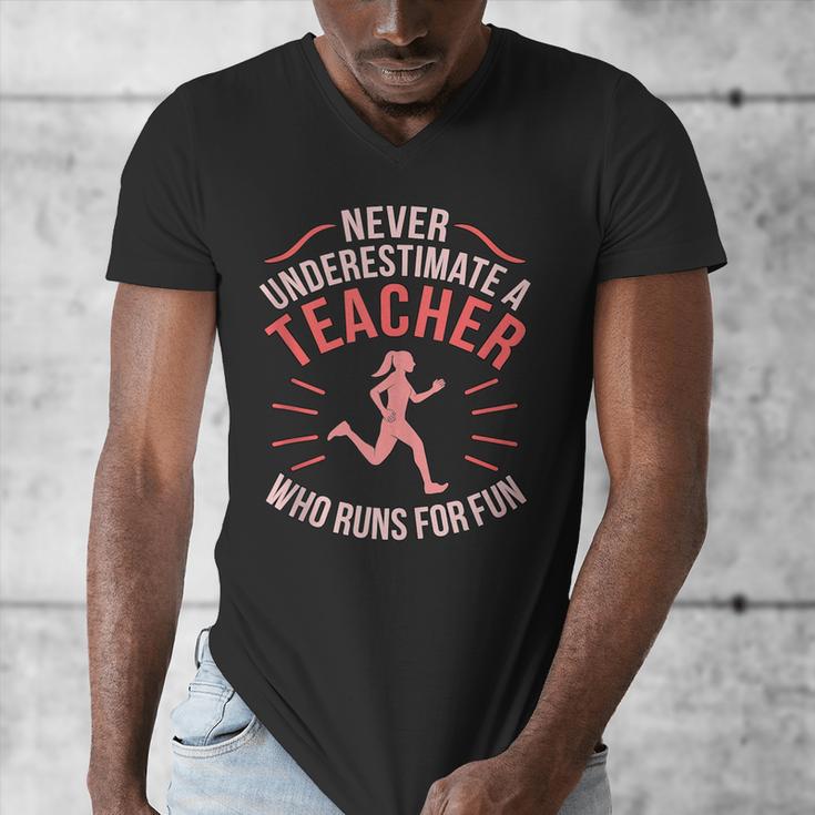 Teacher Who Runs Half Marathon Runner Running Lover Graphic Men's V-Neck T-Shirt, funny design Teacher Who Runs Half Marathon Runner Running Lover Graphic Men's V-Neck T-Shirt, funny design
