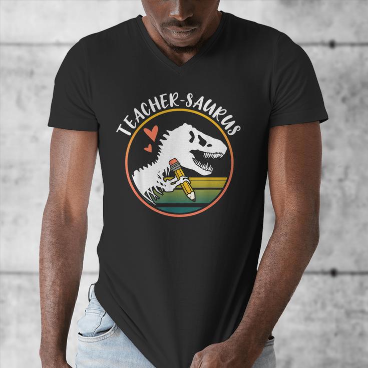 Teacher-Saurus Dinosaur Teacher Design T-Rex Design Men's V-Neck T-Shirt, funny design Teacher-Saurus Dinosaur Teacher Design T-Rex Design Men's V-Neck T-Shirt, funny design