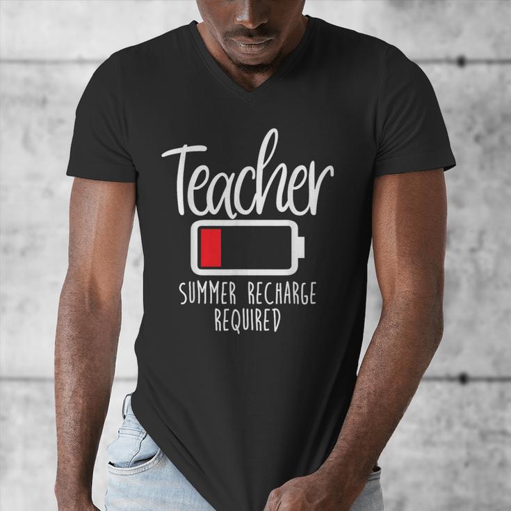 Teacher Summer Recharge Required Last Day School Women Men's V-Neck T-Shirt, funny design Teacher Summer Recharge Required Last Day School Women Men's V-Neck T-Shirt, funny design