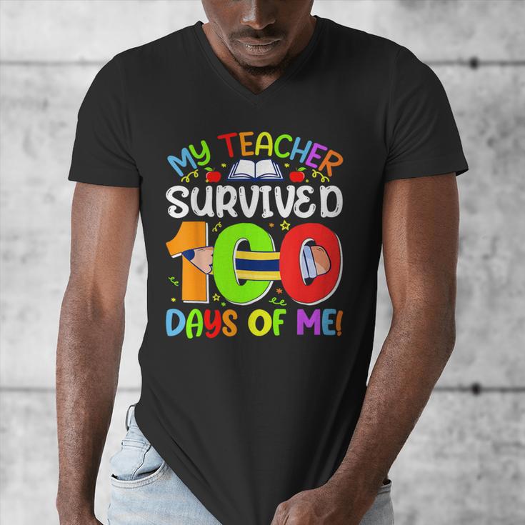 My Teacher Survived 100 Days Of Me 100 Days Of School Men's V-Neck T-Shirt, funny design My Teacher Survived 100 Days Of Me 100 Days Of School Men's V-Neck T-Shirt, funny design