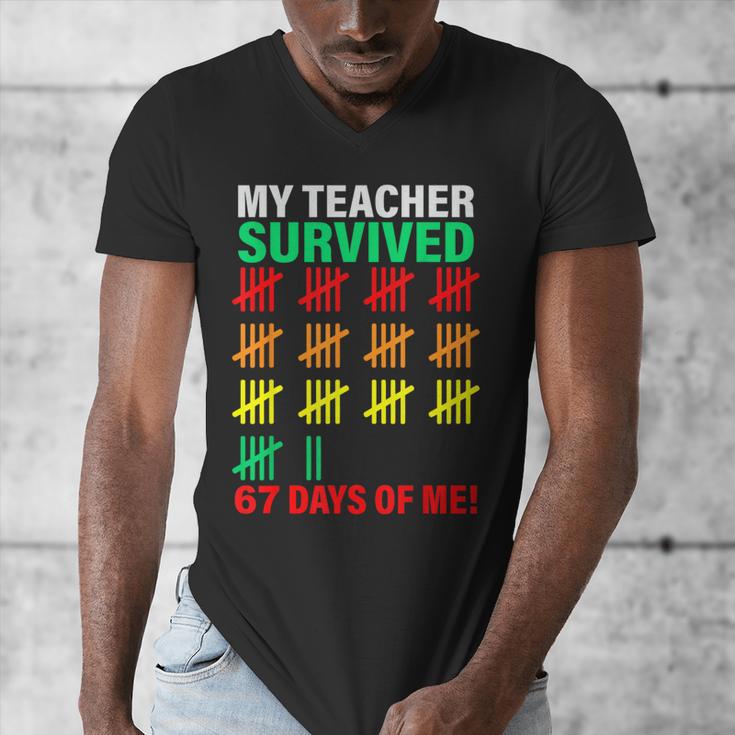 My Teacher Survived 67 Days Of Me School Kids Costume Men's V-Neck T-Shirt, funny design