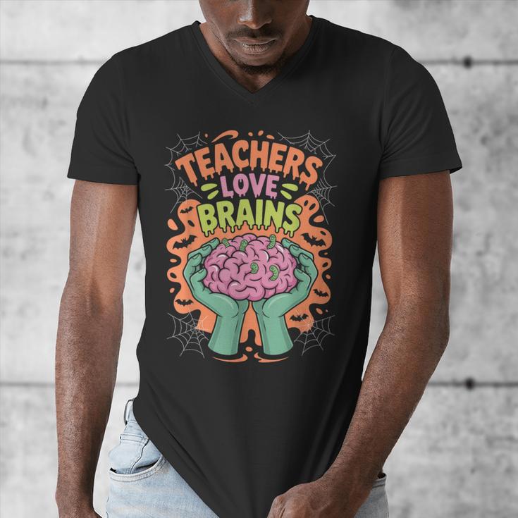 Teacher Teachers Love Brains Halloween Men Women Men's V-Neck T-Shirt, funny design Teacher Teachers Love Brains Halloween Men Women Men's V-Neck T-Shirt, funny design