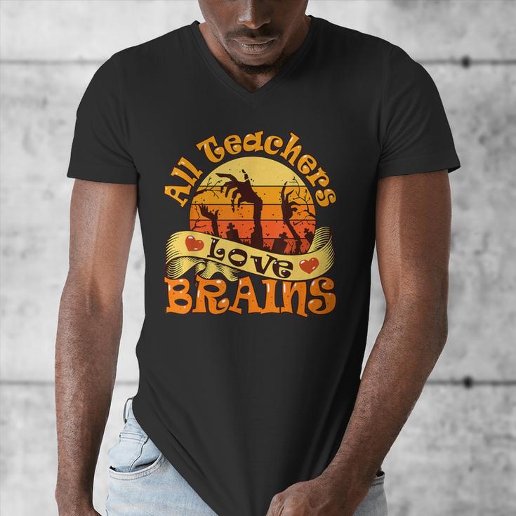 Teacher All Teachers Love Brains Halloween Party Men's V-Neck T-Shirt, funny design Teacher All Teachers Love Brains Halloween Party Men's V-Neck T-Shirt, funny design
