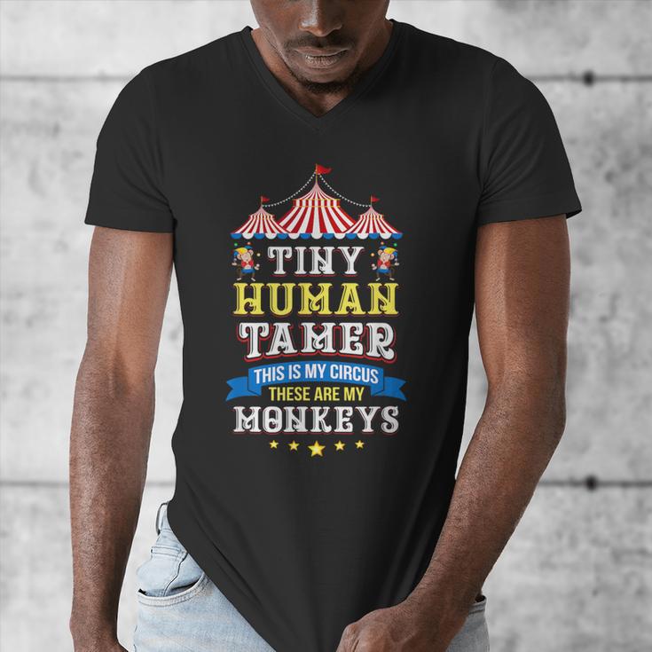 Teacher Tiny Human Tamer This My Circus These Are My Monkeys Men's V-Neck T-Shirt, funny design