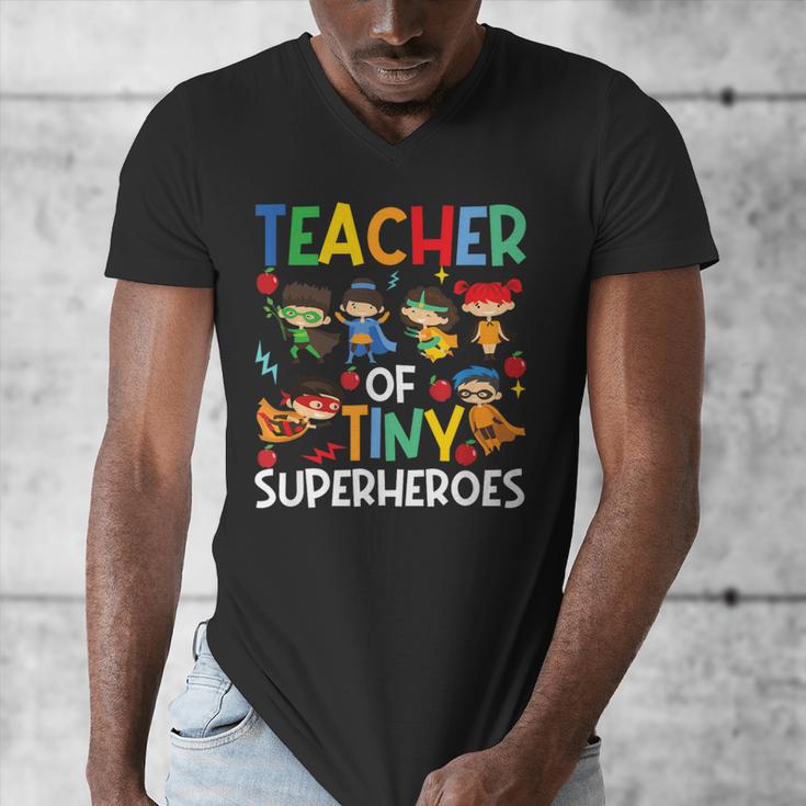 Teacher Of Tiny Superheroes Teach 100th Day Of School Men Women Girls Kids Men's V-Neck T-Shirt, funny design