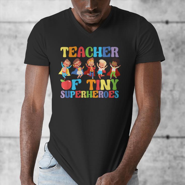 Teacher Of Tiny Superheroes Teach 100th Day Of School Men's V-Neck T-Shirt, funny design Teacher Of Tiny Superheroes Teach 100th Day Of School Men's V-Neck T-Shirt, funny design