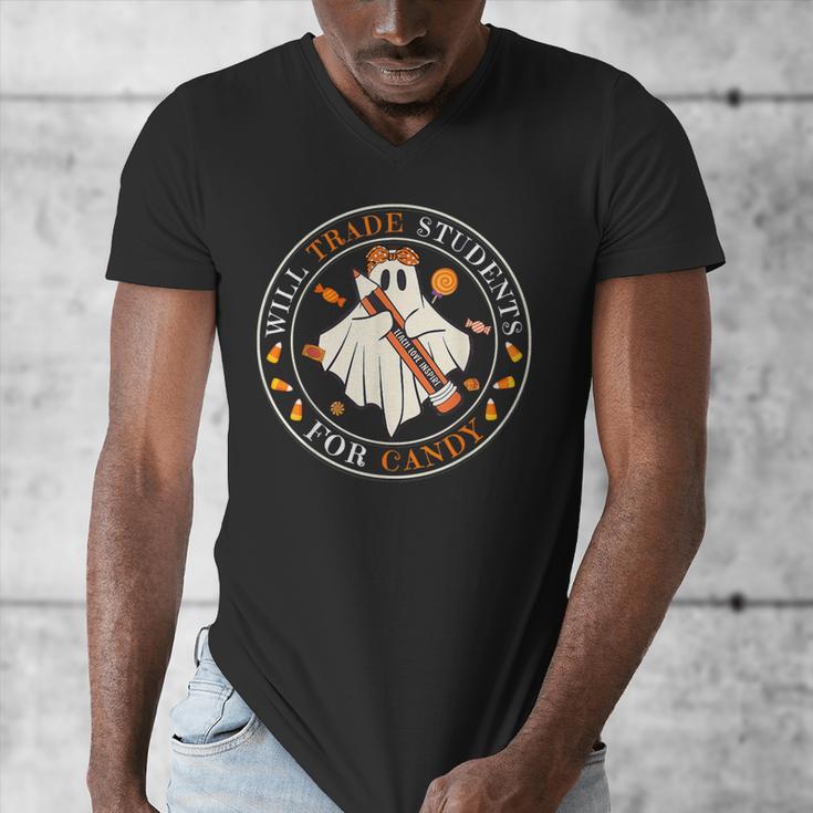 Teacher Will Trade Students For Candy Easy Halloween Costume Men's V-Neck T-Shirt, funny design