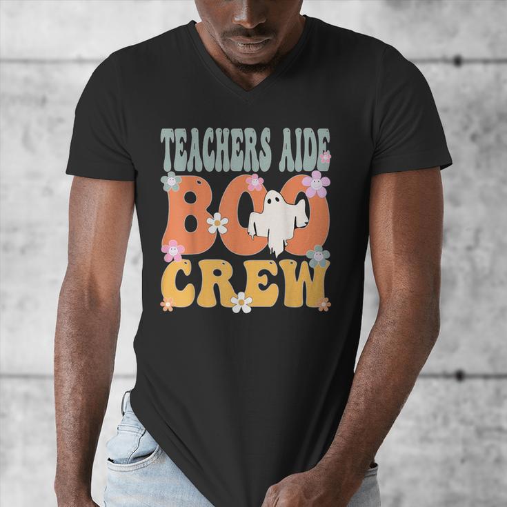 Teachers Aide Boo Crew Ghost Groovy Halloween For Women Men's V-Neck T-Shirt, funny design