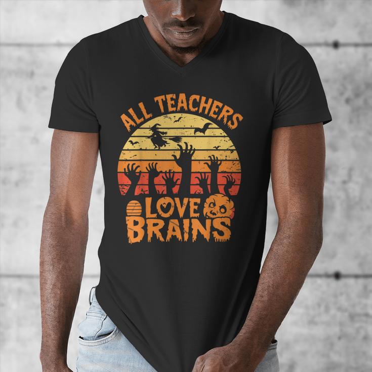 All Teachers Love Brains Teachers Halloween Teacher Men's V-Neck T-Shirt, funny design All Teachers Love Brains Teachers Halloween Teacher Men's V-Neck T-Shirt, funny design