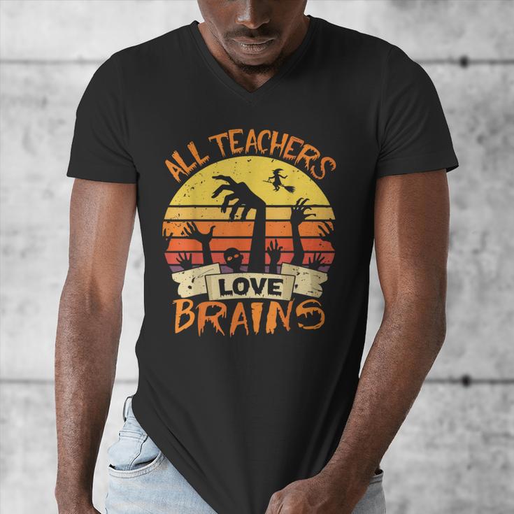 All Teachers Love Brains Shirt Halloween Teachers Men's V-Neck T-Shirt, funny design All Teachers Love Brains Shirt Halloween Teachers Men's V-Neck T-Shirt, funny design