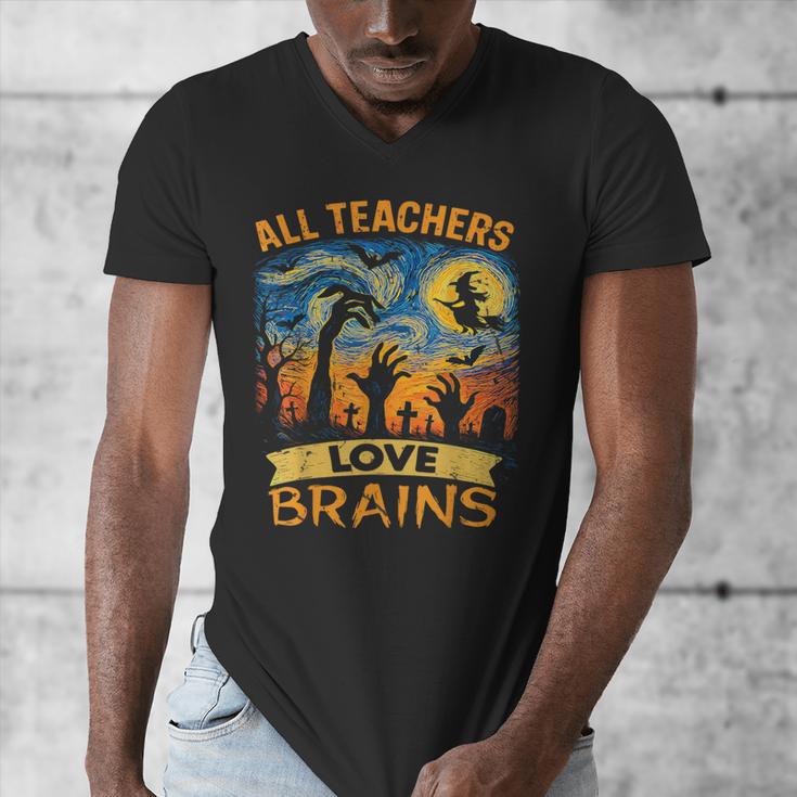 All Teachers Love Brains Shirt Teacher Halloween Tee Men's V-Neck T-Shirt, funny design All Teachers Love Brains Shirt Teacher Halloween Tee Men's V-Neck T-Shirt, funny design