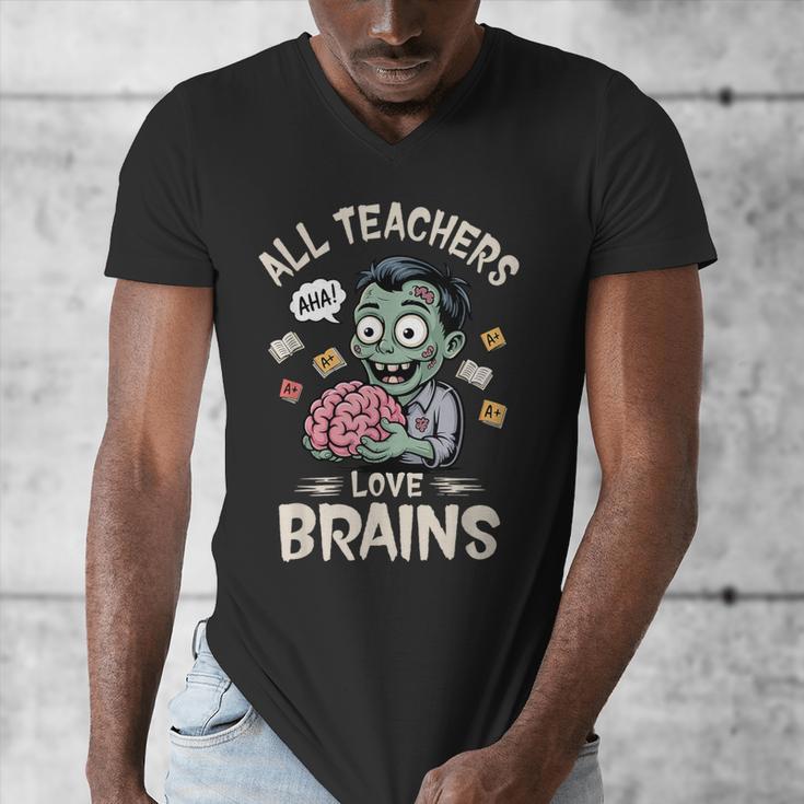 Teachers Love Brains Tee-Shirt Men Women Halloween Teacher Men's V-Neck T-Shirt, funny design Teachers Love Brains Tee-Shirt Men Women Halloween Teacher Men's V-Neck T-Shirt, funny design