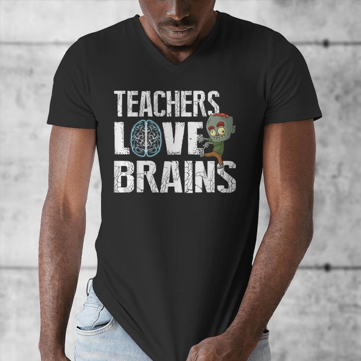 Teachers Love Brains Zombie Halloween Hilarious Men's V-Neck T-Shirt, funny design Teachers Love Brains Zombie Halloween Hilarious Men's V-Neck T-Shirt, funny design