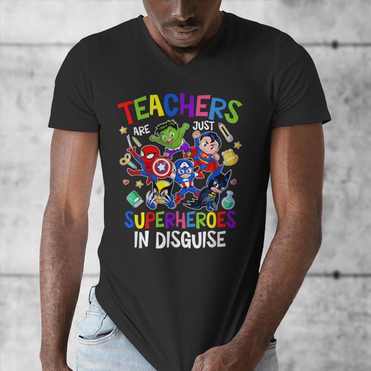 Teachers Are Superheroes Back To School Men's V-Neck T-Shirt, funny design
