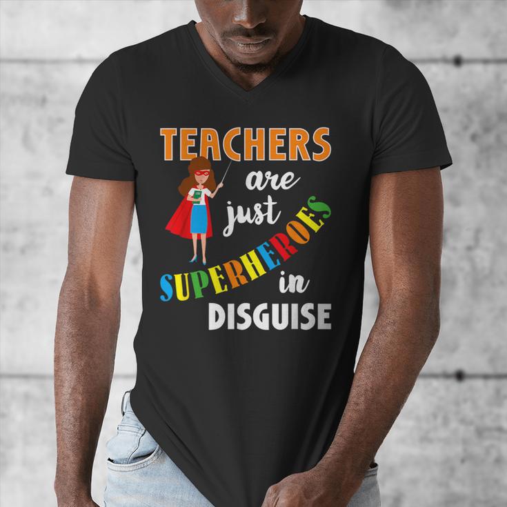 Teachers Are Superheroes Graduation School Teachers Men's V-Neck T-Shirt, funny design