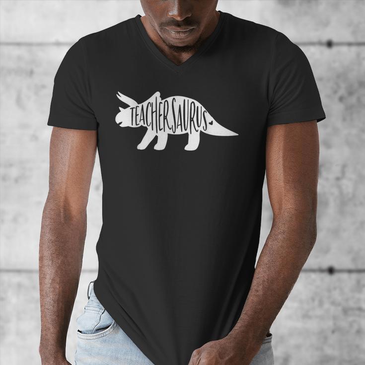 Teachersaurus Like A Normal Teacher Awesome Dinosaur Teacher Men Women Girls Kids Men's V-Neck T-Shirt, funny design