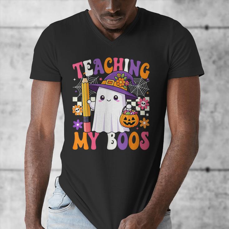 Teaching My Boos Ghost Teacher Cute Pencil Halloween Teacher Men's V-Neck T-Shirt, funny design Teaching My Boos Ghost Teacher Cute Pencil Halloween Teacher Men's V-Neck T-Shirt, funny design