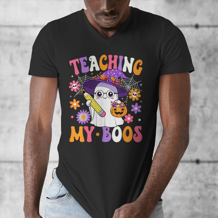 Teaching My Boos Teacher Ghost Teach Halloween Teacher Men's V-Neck T-Shirt, funny design Teaching My Boos Teacher Ghost Teach Halloween Teacher Men's V-Neck T-Shirt, funny design