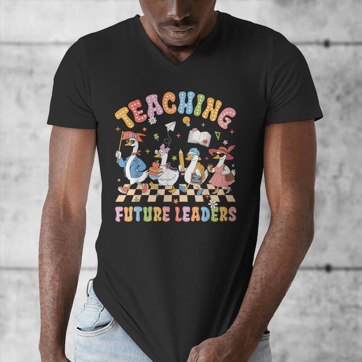 Teaching Future Leaders Teacher Back To School Cute Goose Men's V-Neck T-Shirt, Future Teacher Gifts, funny design Teaching Future Leaders Teacher Back To School Cute Goose Men's V-Neck T-Shirt, Future Teacher Gifts, funny design