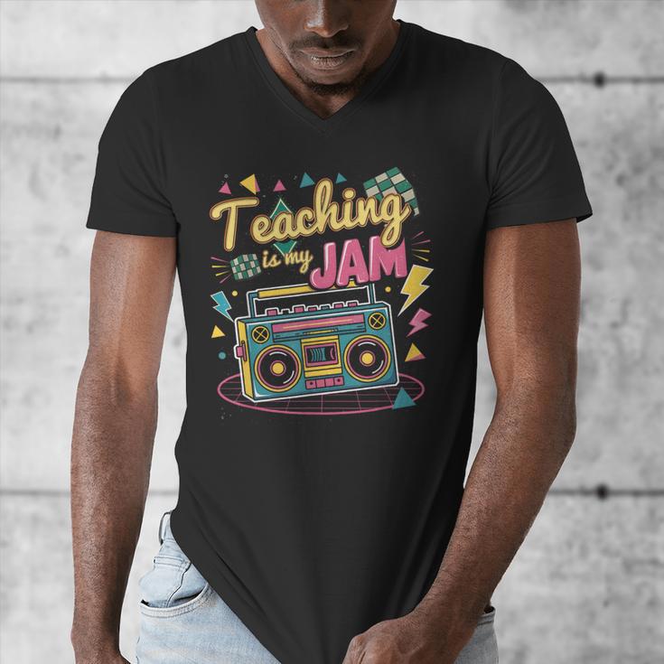 Teaching Is My Jam Groovy Retro Teacher Back To School Men's V-Neck T-Shirt, Groovy Teacher Gifts, funny design Teaching Is My Jam Groovy Retro Teacher Back To School Men's V-Neck T-Shirt, Groovy Teacher Gifts, funny design