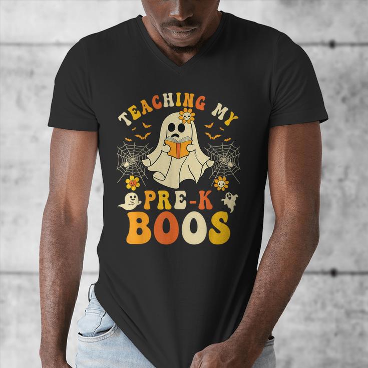 Teaching My Pre-K Boos Crew Teachers Halloween Ghost Men's V-Neck T-Shirt, funny design